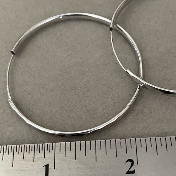 NEW Large 925 Sterling Diamond Cut Hoop Earrings - Picture 5 of 5